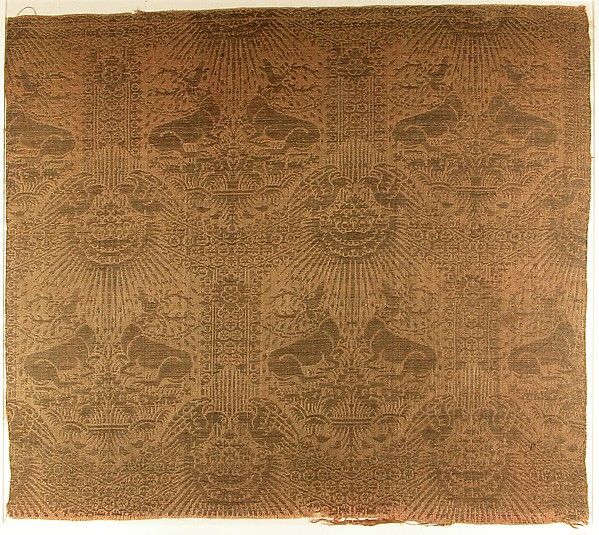 Textile Fragment with Recumbent Harts, Eagles, Clouds, and Sunrays, The Metropolitan Museum of Art