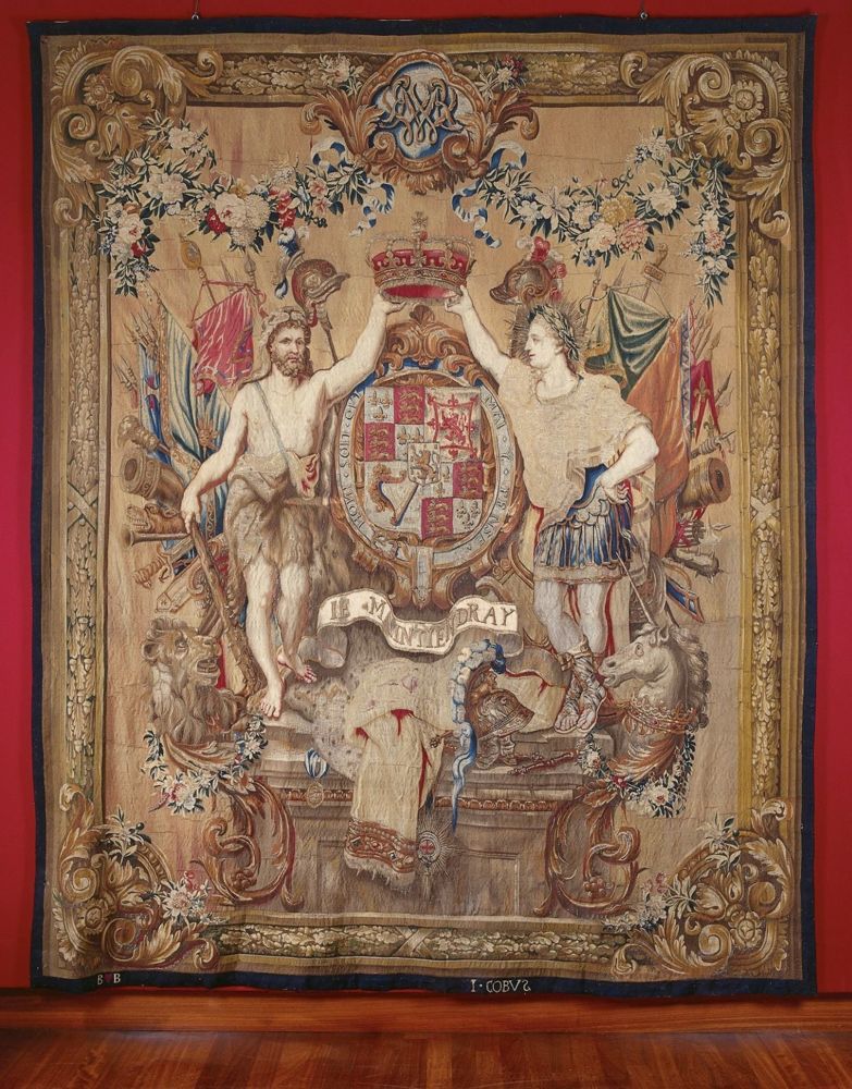 Wapentapijt van koning Willem III, stadhouder van de Nederlanden, en koningin Mary Stuart II, Rijksmuseum